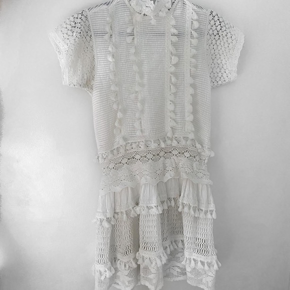 black and white crochet dress